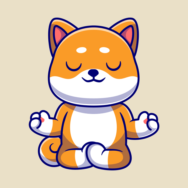 Cute Shiba Inu Dog Doing Yoga Cartoon by Catalyst Labs