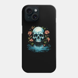 Flowers and waterfall - tattoo art skull Phone Case