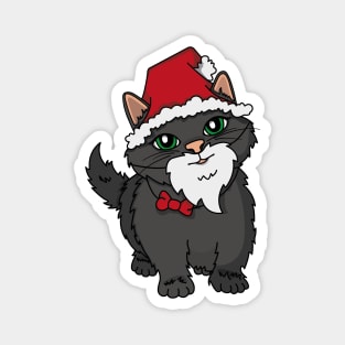 Santa Kitten, black kitten dressed as Santa Claus. Magnet