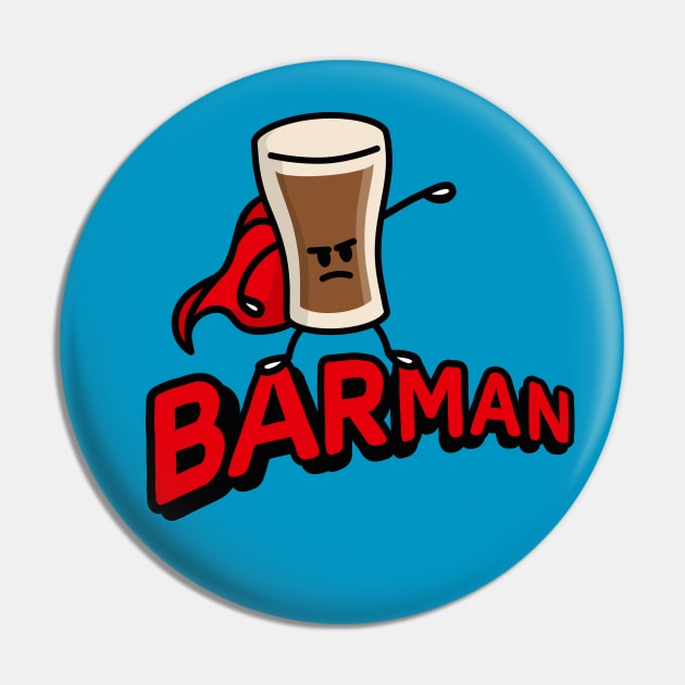 Barman, bartender superhero Irish stout beer pun Pin by LaundryFactory