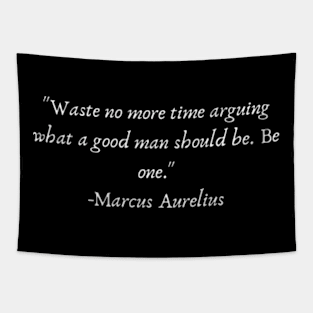 "Waste no more time arguing what a good man should be. Be one."  Marcus Aurelius Tapestry