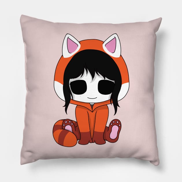 creepypasta red panda (jane the killer) Pillow by LillyTheChibi