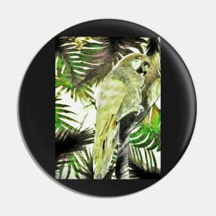 TROPICAL PARROT VINTAGE STYLE POSTER,DECO MACAW KHAKI GREEN ART PRINT Pin