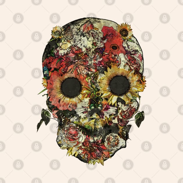 sugar skull, skull art flowers by Collagedream