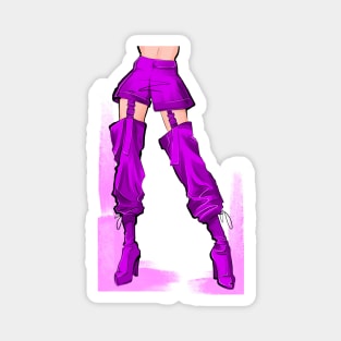 A female figure in trendy purple pants and boots Magnet