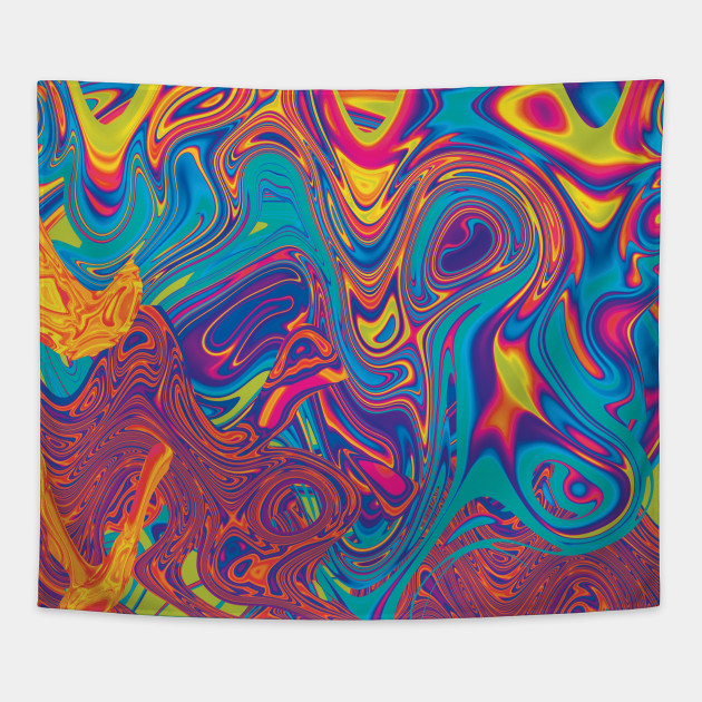 Trippy Rainbow Paint Swirls Paint Tapestry Teepublic
