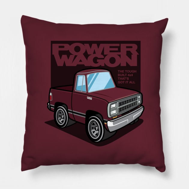 Medium Red Sunfire - Power Wagon (1980) Pillow by jepegdesign