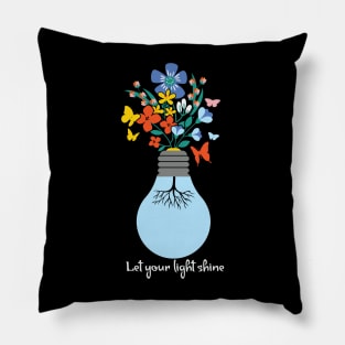 Let your Light Shine Bulb Floral Pillow