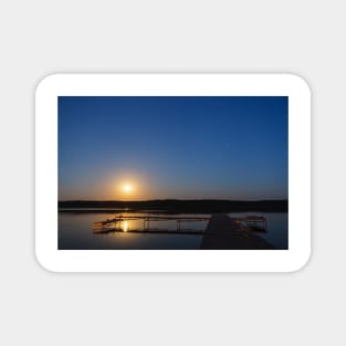 Evening landscape of moon rise over calm lake Magnet