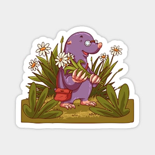 Mole Carrying Flower Magnet