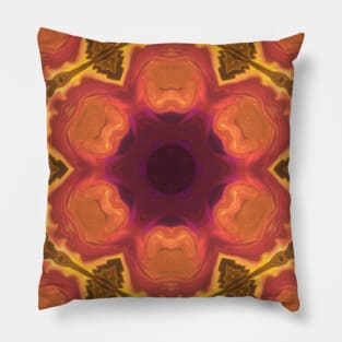 Psychedelic Hippie Flower Orange Yellow and Purple Pillow