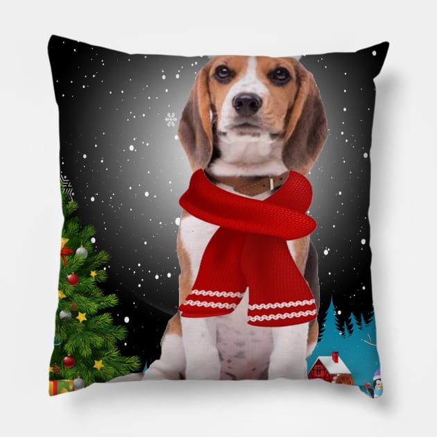 Funny Beagles Christmas T-shirt Pillow by CoolTees