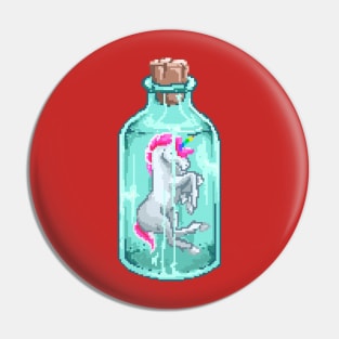 Mini unicorn in bottle glass pixel Pin