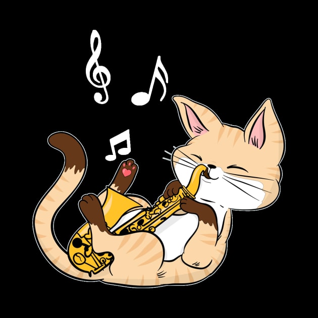 Saxophone Music Cat T-Shirt Funny Pet Gift Idea by Danielsmfbb