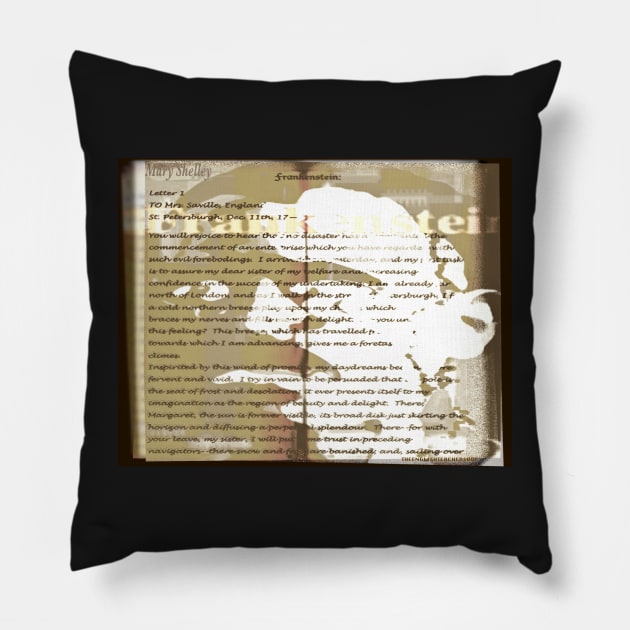 Frankenstein image/text Pillow by KayeDreamsART