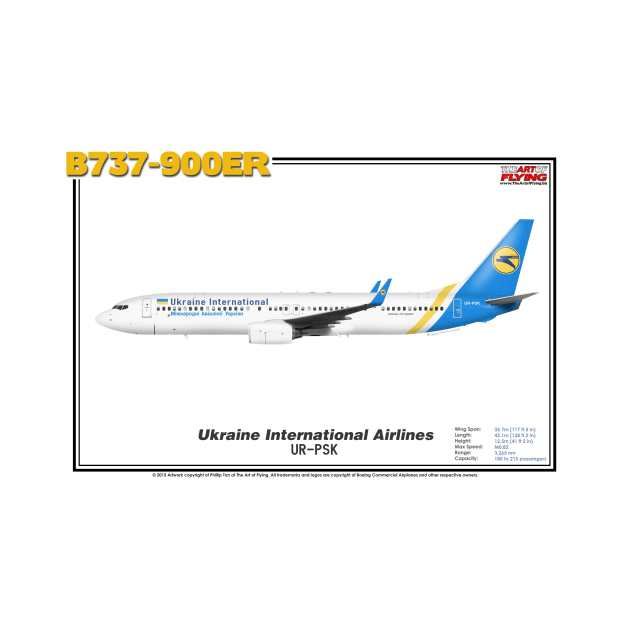 Boeing B737-900ER - Ukraine International Airlines (Art Print) by TheArtofFlying