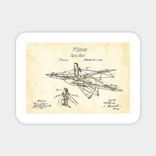 Man Power 1869 Flying Machine, original patent drawing parchment background Magnet