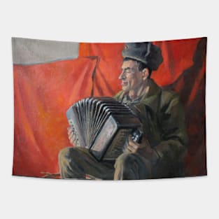 Russian Man Playing Accordion Tapestry