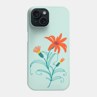 Illustrated orange wildflower Phone Case