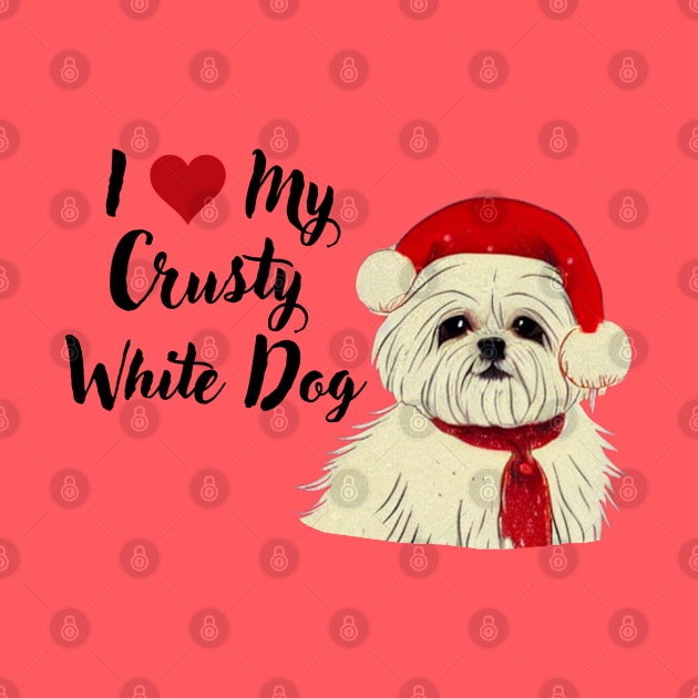 Christmas Puppy Crusty White Dog Maltese Shih Tzu White Malshi Dog Lover by Mochabonk