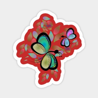 Butterflies and leaves Magnet