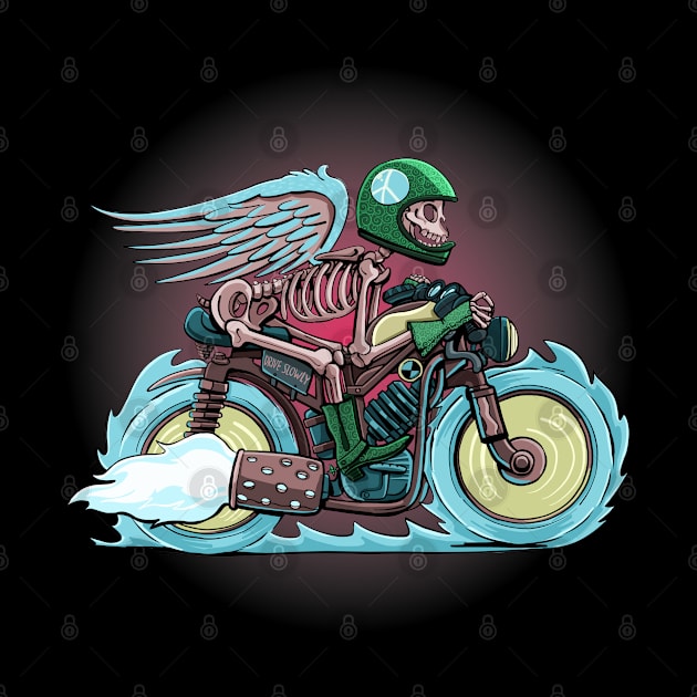 skeleton motorcyclist who promotes careful driving by duxpavlic