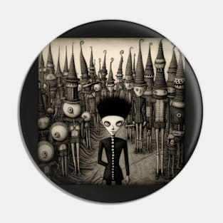 The Black Parade, in Folk Art Brut Style Pin