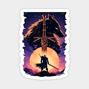 Lone Wolf by the Moonlight - Witcher Magnet