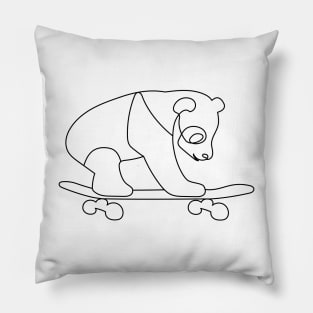 Skateboarding Panda | One Line Drawing | One Line Art | Minimal | Minimalist Pillow