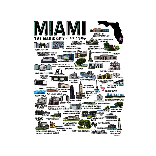 Miami Florida Map by fiberandgloss