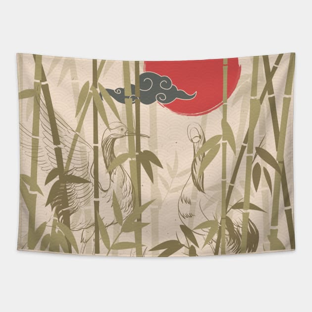 ukiyo-e bamboo forest Tapestry by edmproject