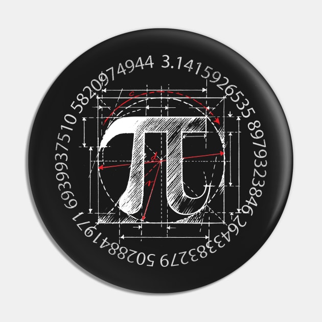 Pi Symbol Line Drawing Pin by cartogram