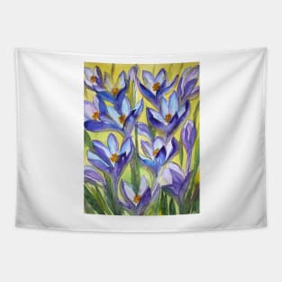 Crocus Flowers Watercolor Painting Tapestry