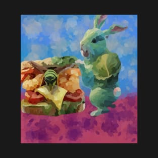 watercolor cabbage rabbit with wasp sandwich T-Shirt