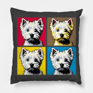 Pop Retro West Highland White Terrier Art Painting - Cute Puppy Pillow