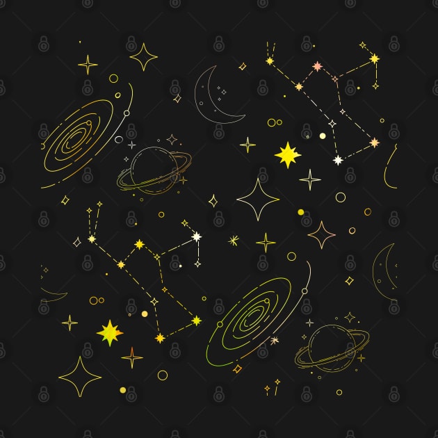 Yellow Galaxy Pattern by VictoriaLehnard