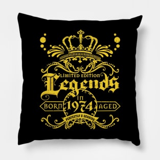 50th Years Old Birthday Tee Legends Born 1974 Pillow