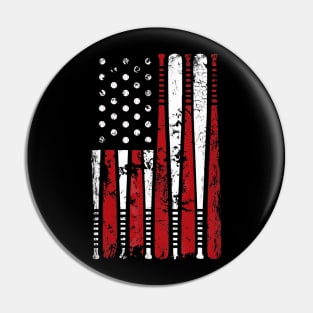 VIntage Baseball Bat American USA Flag Pin