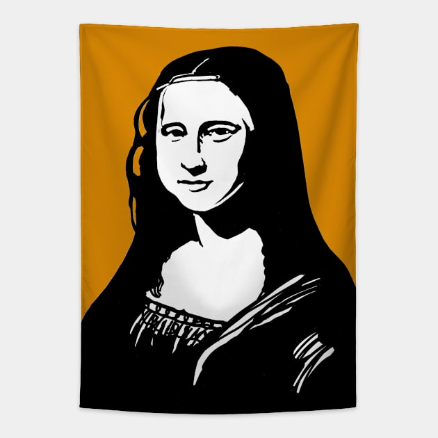 Mona Lisa Illustration Tapestry by CatsandBats