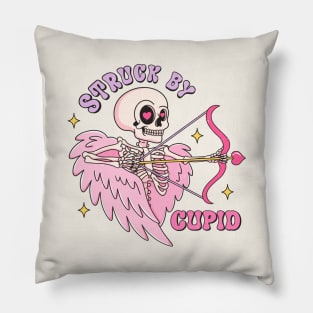 Struck By Cupid Skeleton Valentines Day Pillow