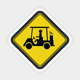 Caution Road Sign with Golf Cart Magnet