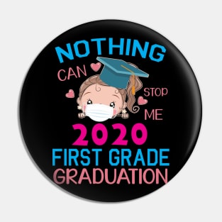 Girl Senior With Face Mask Nothing Can Stop Me 2020 First Grade Graduation Happy Class Of School Pin