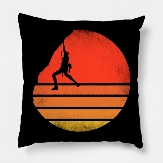 Vintage Rock Climbing Bouldering Pillow by Happy Shirt