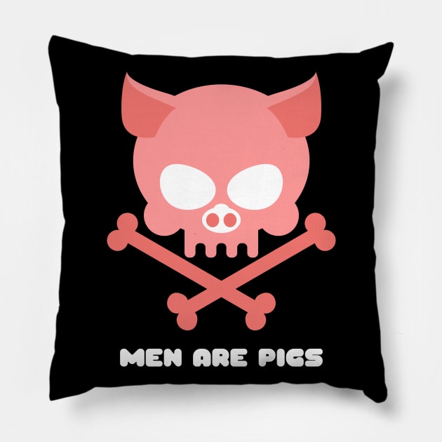 Animal Skull Pig Skull Men Are Pigs Men Are Trash Statement Evil Pig Pillow by nathalieaynie