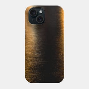 Abstract lights sea shiny bronze black reflection Photo of glistening shiny water Phone Case