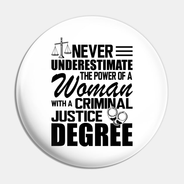 Criminal Justice - Never underestimate the power of a woman with a criminal justice degree Pin by KC Happy Shop