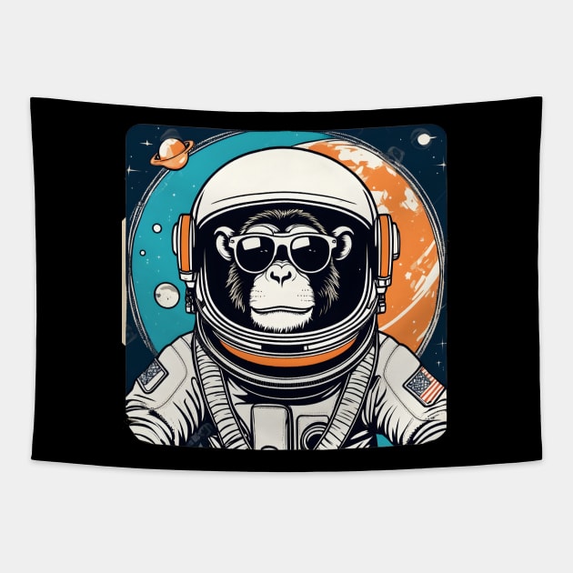 astronaut monkey with sunglasses Tapestry by Majkel&Majkel