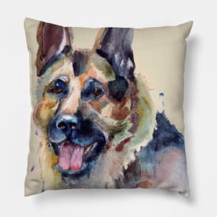 German Shepherd Watercolor - Gift For Dog Lovers Pillow