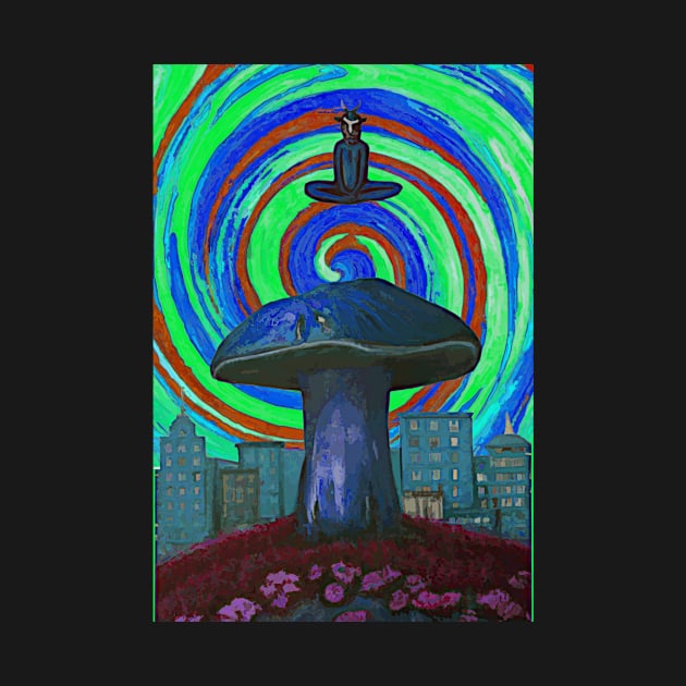 Satan Appears over Psychedelic Mushroom City 4 by Tirsatns Stuff