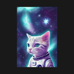 Funny Astronaut Cat in Space T-Shirt